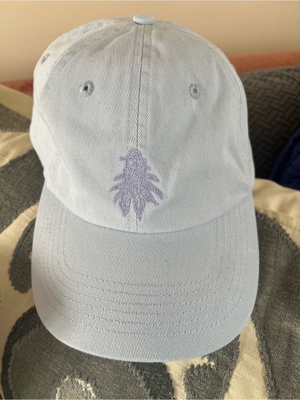 Light Blue/Lavender Cotton Embroidered Hemp/Weed Bud Baseball Cap.